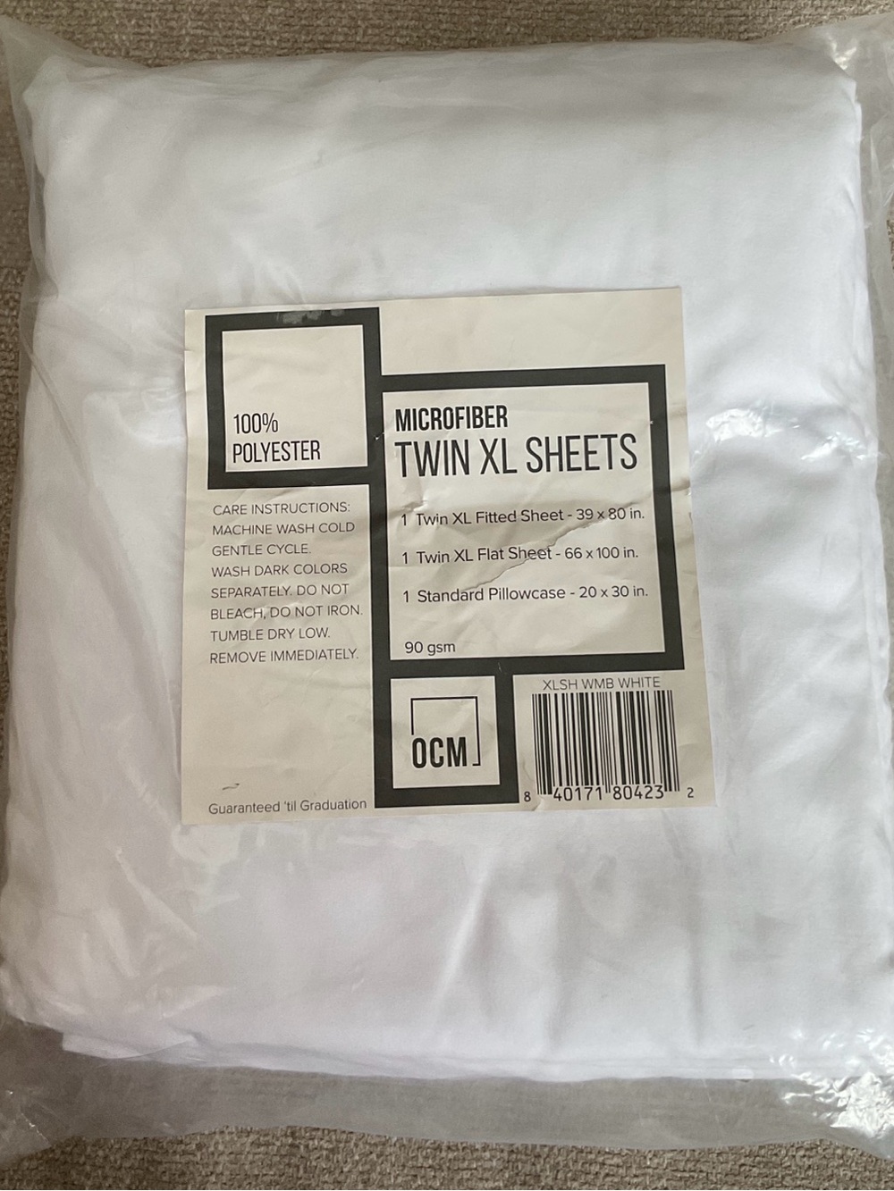 NWT College Dorm Microfiber Twin XL Sheets - 100% Polyester